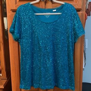 Chico’s Size XL Sequined Short Sleeve Top